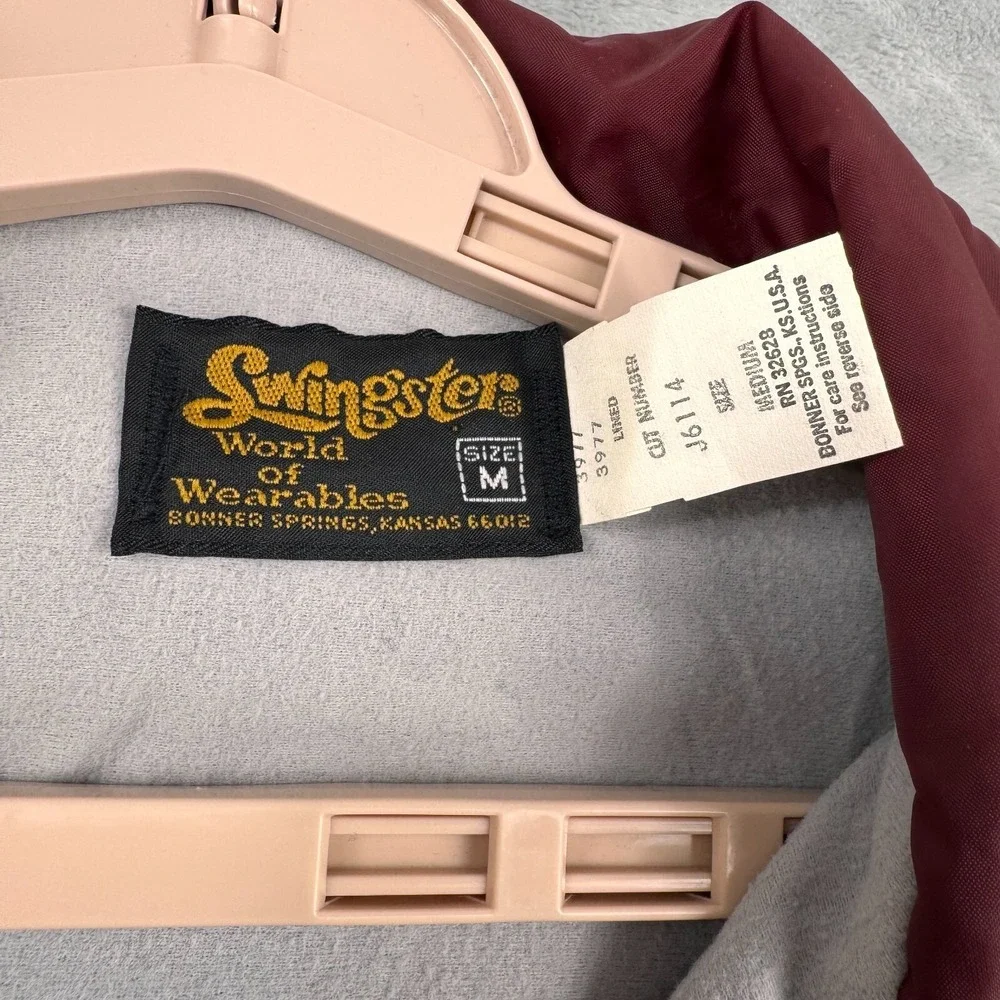 Vintage Swingster Coaches Jacket Mens‎ Medium Maroon 1978 SUPCOM Football Champs